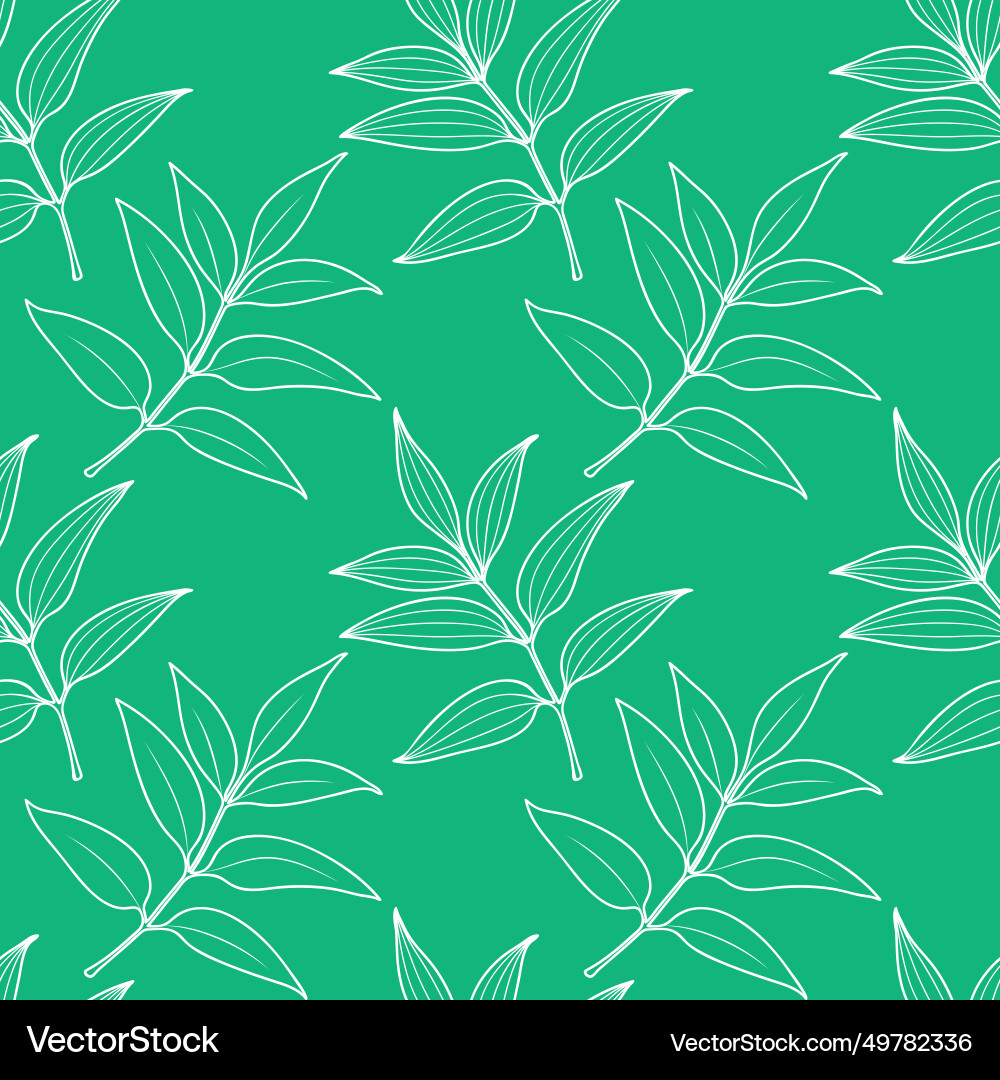 Spring seamless pattern with leaf outlines Vector Image