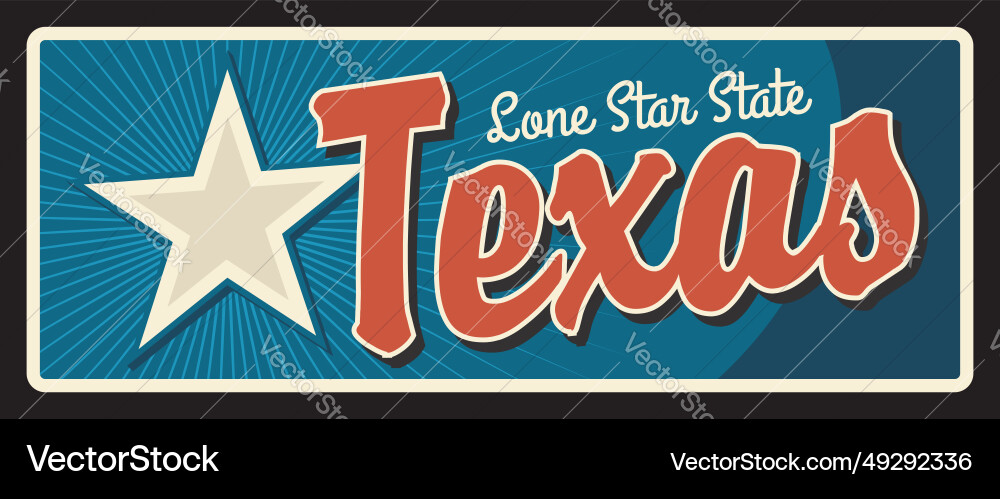 Texas state sign us vintage travel plate Texas state sign us vintage travel plate vector image