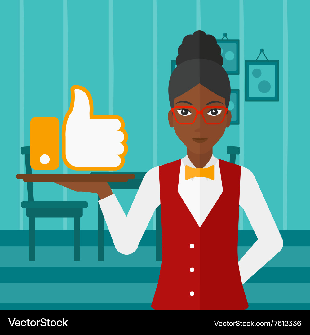 Waitress with like button Vector Image