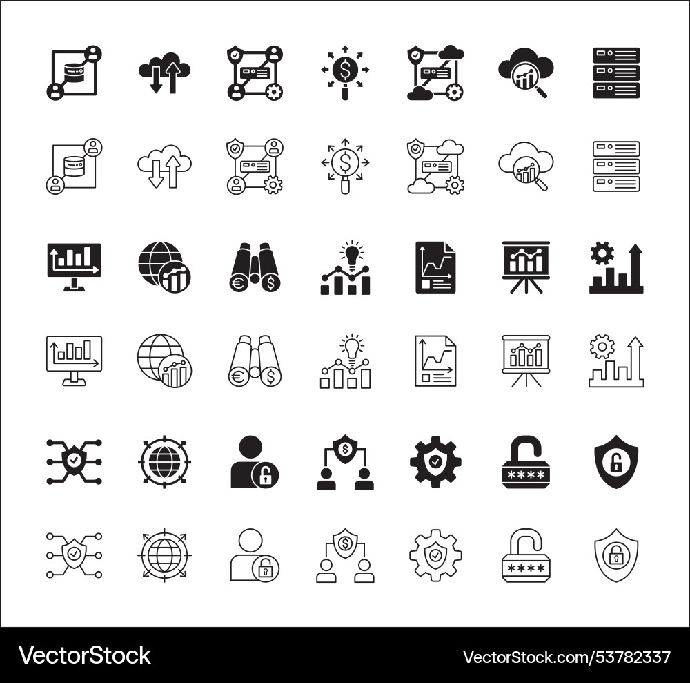 Business data statistic and security related icon Vector Image