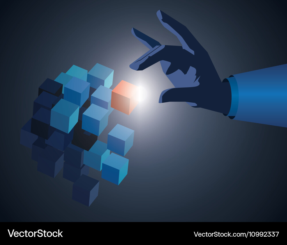 Businessman Solving Puzzle with Cube Vector Image