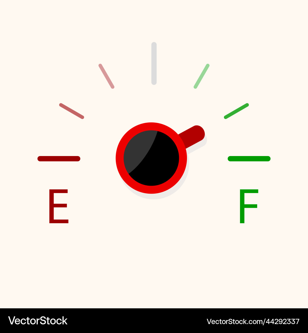 Coffee power indicator full and empty level energy Coffee power indicator full and empty level energy Vector Image