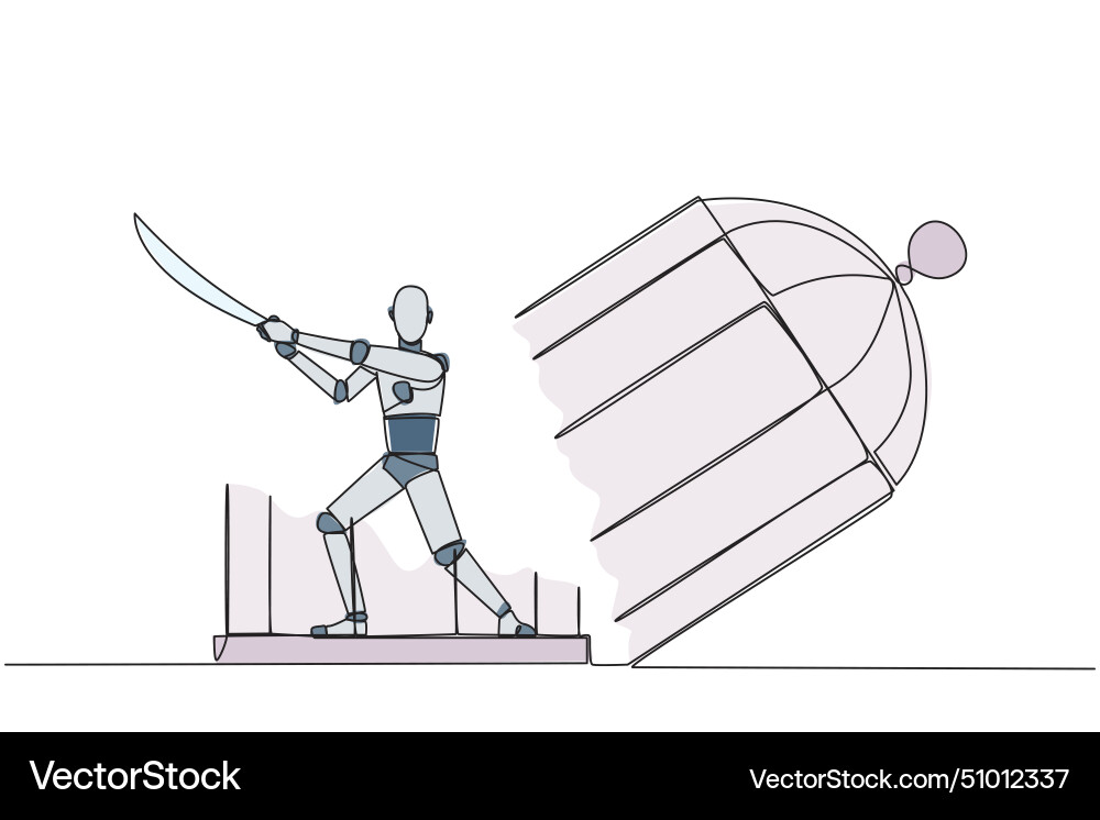 Continuous one line drawing smart robot trapped Continuous one line drawing smart robot trapped vector image