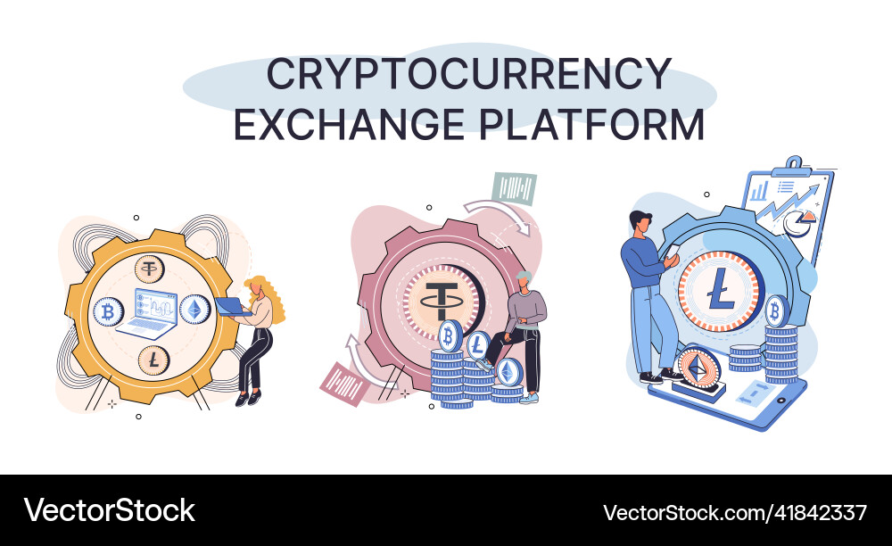 Cryptocurrency exchange platform and blockchain Cryptocurrency exchange platform and blockchain vector image