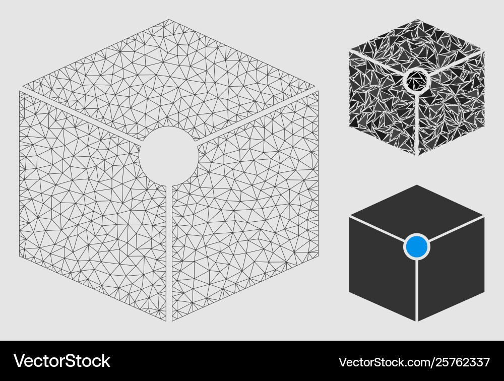 Cube vertex mesh network model and triangle vector image