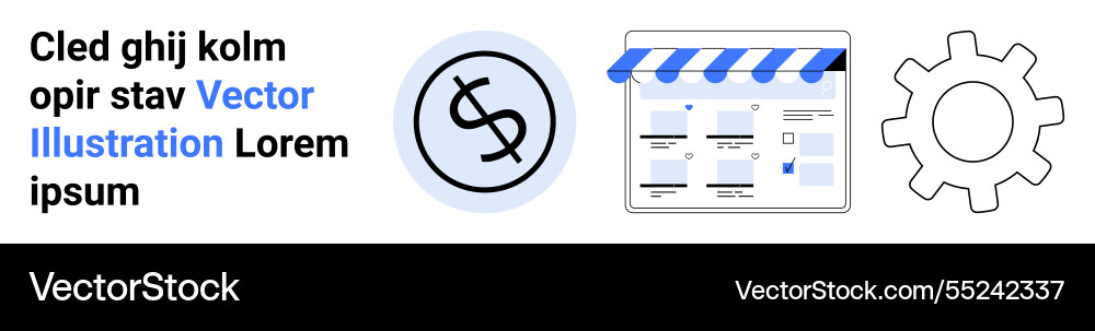 E-commerce storefront setup with dollar sign coin E-commerce storefront setup with dollar sign coin vector image