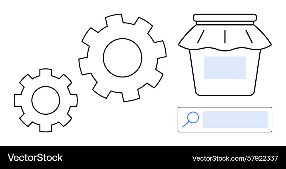 Gears and jar representing process optimization Gears and jar representing process optimization Vector Image