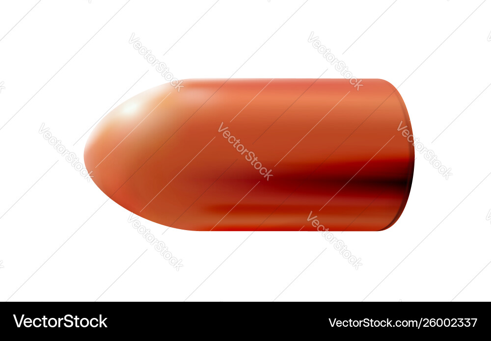 Isolated coppered bullet 3d realistic Vector Image