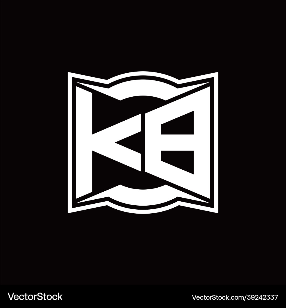Kb logo monogram with abstract shape design vector image