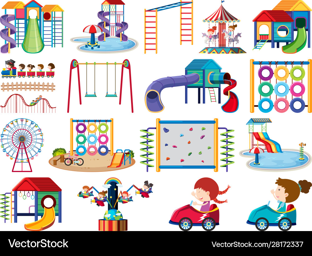 Large set isolated objects playground Large set isolated objects playground vector image