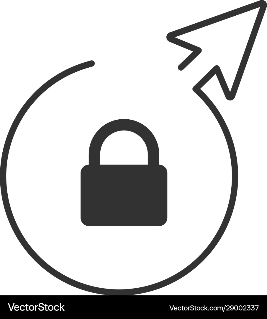 Lock symbol in linear circle with arrow isolated vector image