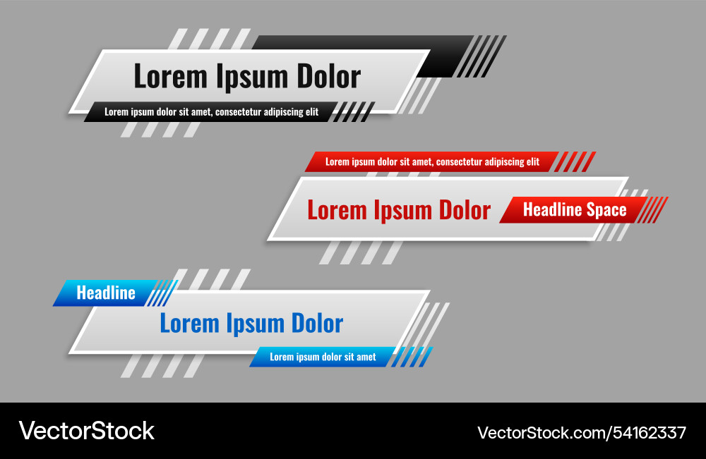 Lower third banner template in different styles Vector Image