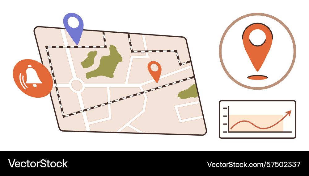Navigation map with pins location notifications Navigation map with pins location notifications vector image
