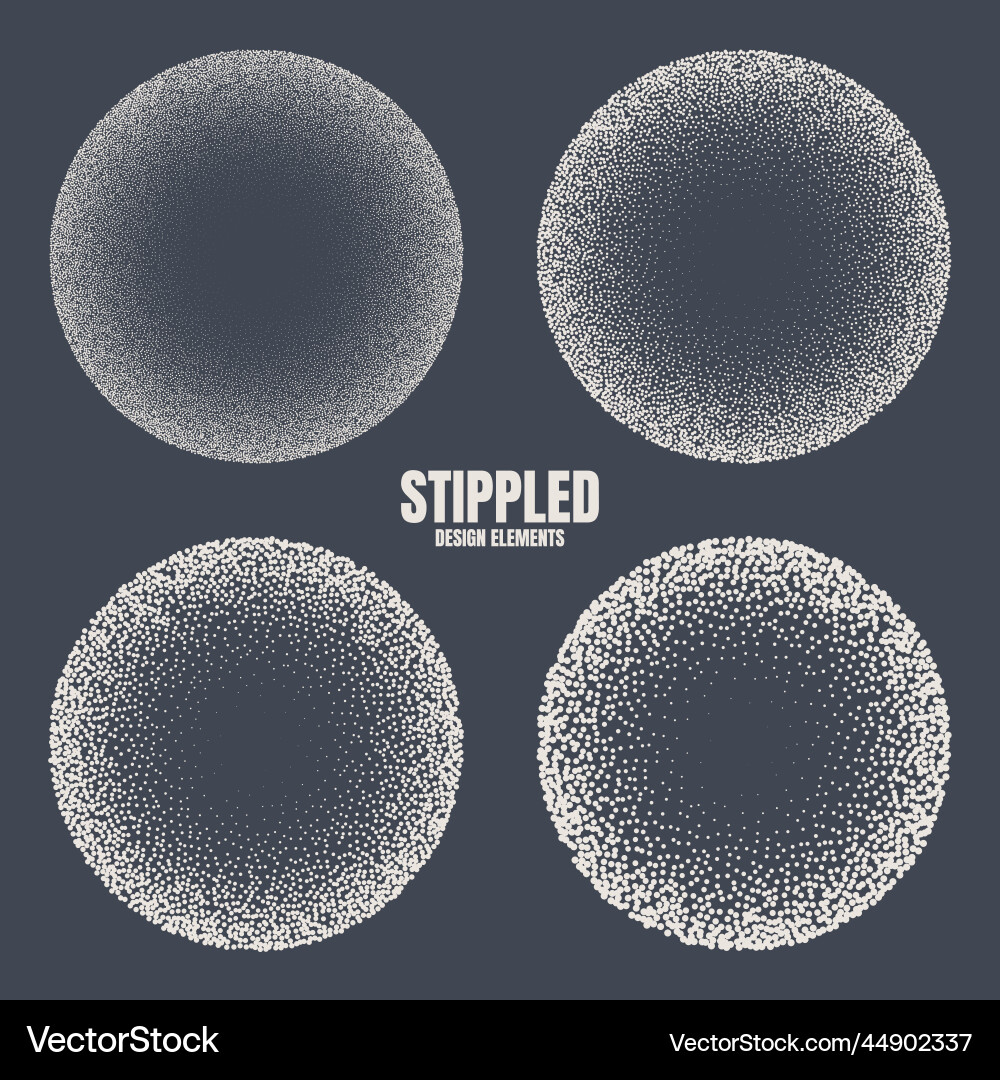 Round shaped dotted objects stipple elements Round shaped dotted objects stipple elements vector image