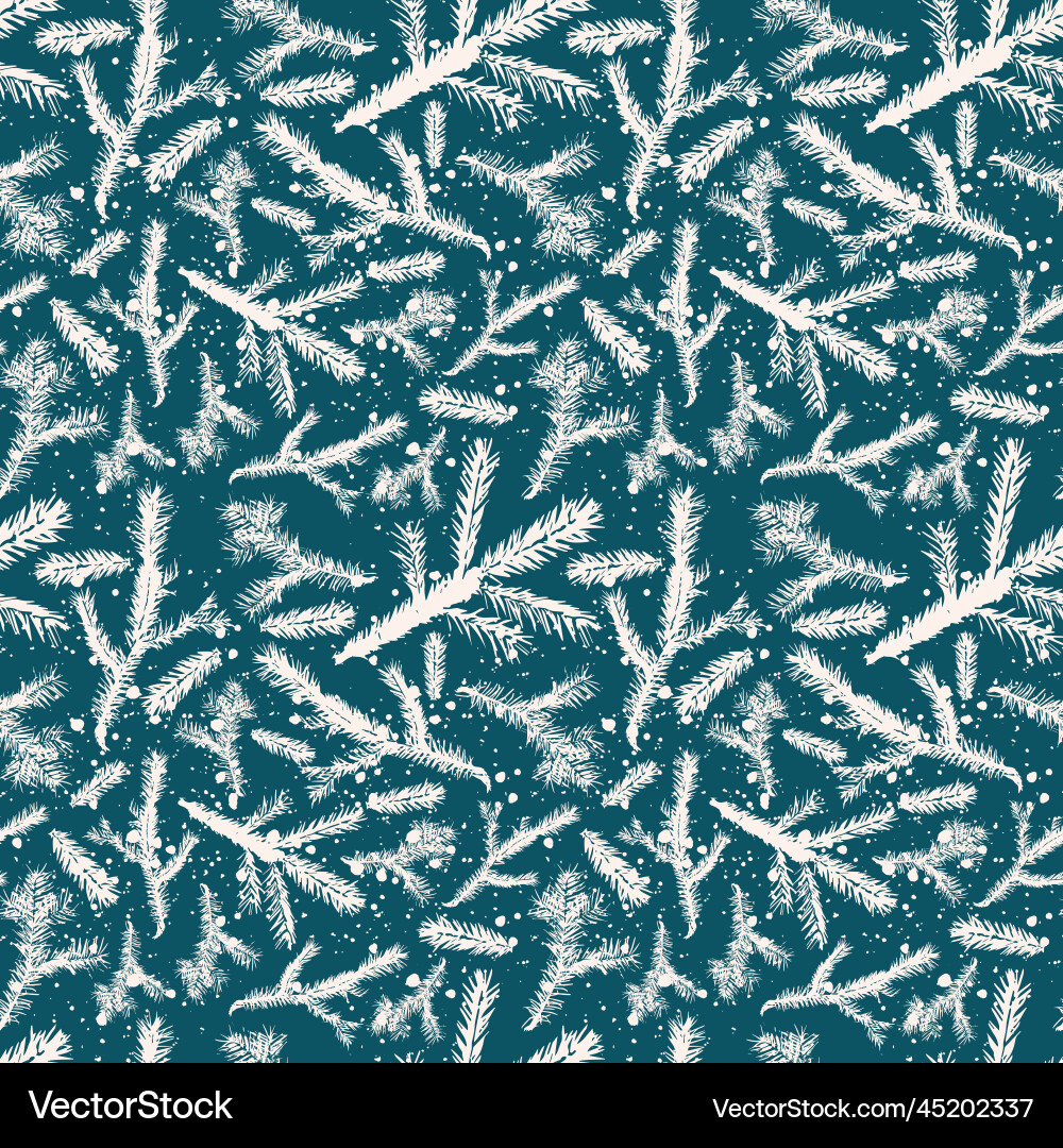 Seamless spruce branch pattern vector image