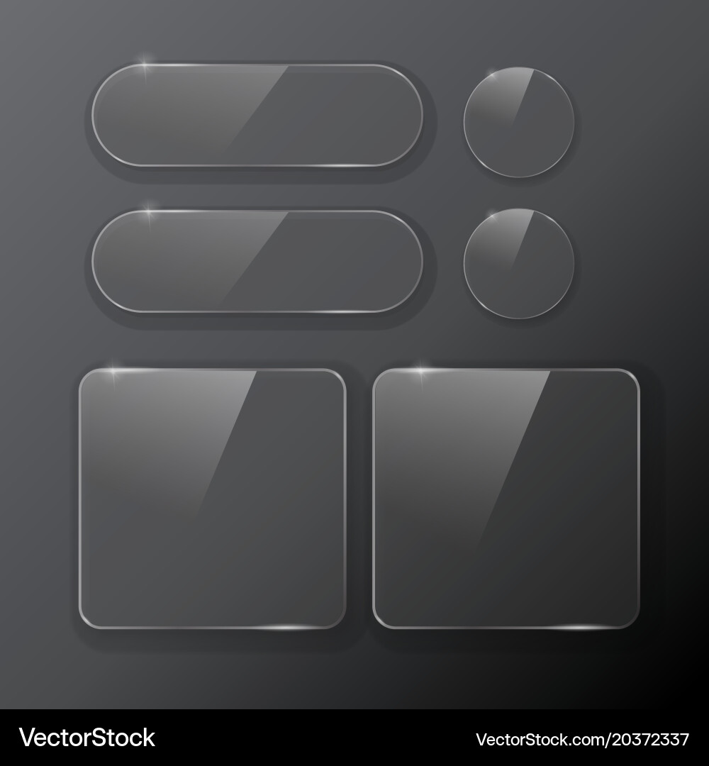 Set buttons web glass color red and green vector image