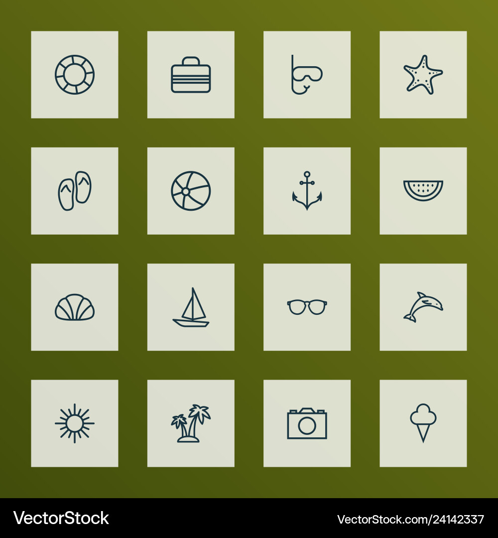 Sun icons line style set with watermelon Sun icons line style set with watermelon vector image