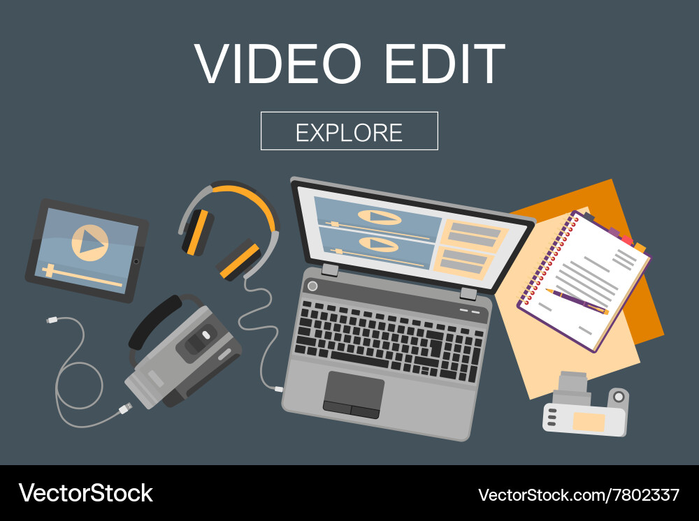 Video Editing Workspace Royalty Free Vector Image