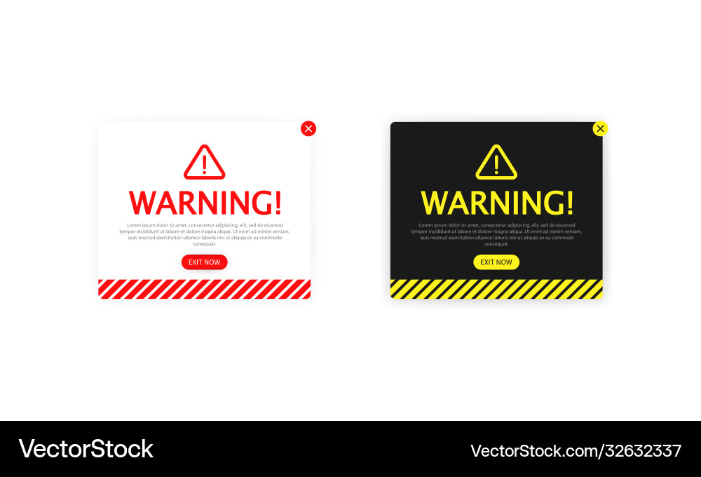 Warning pop up with flat design exclamation Warning pop up with flat design exclamation vector image