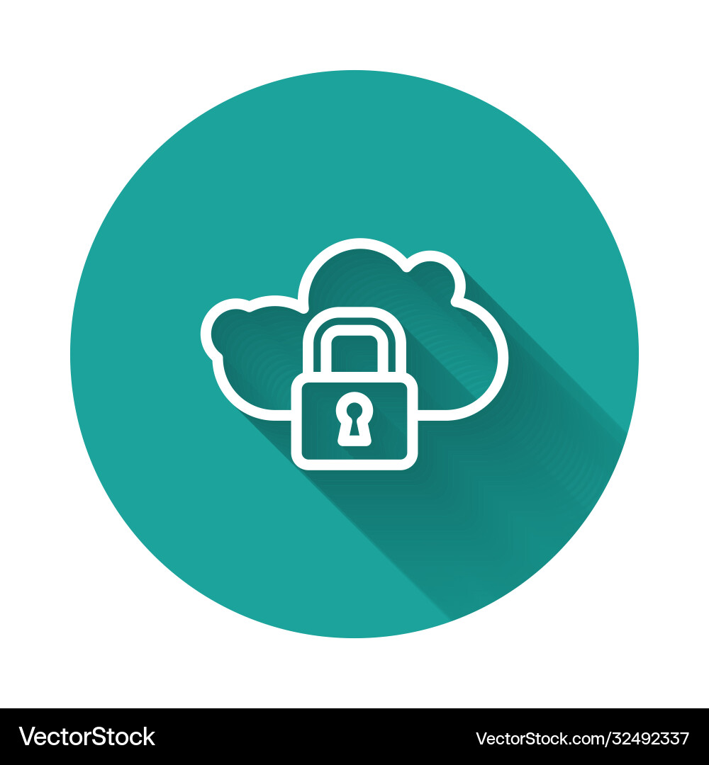 White line cloud computing lock icon isolated Vector Image