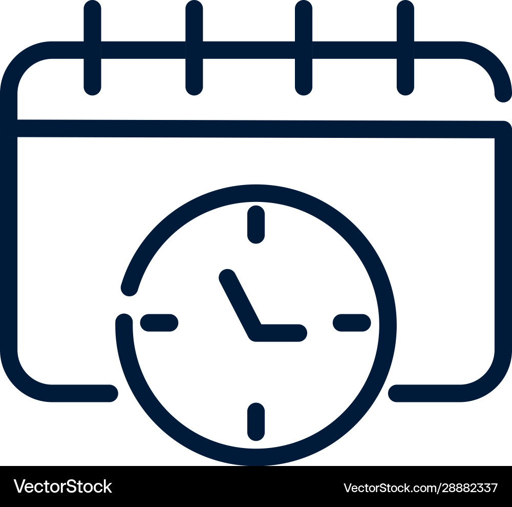 Zeituhr und Kalender Datum Zeitgeber lineares Design vektorbild