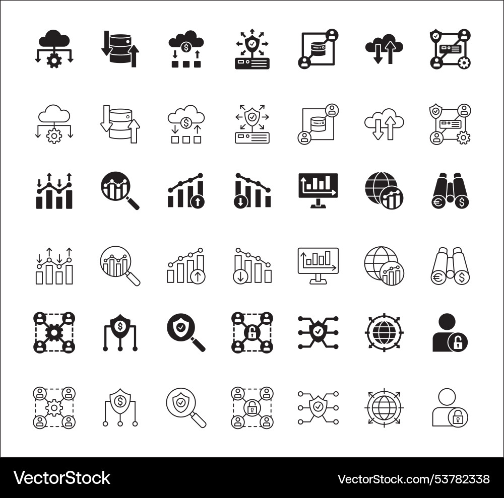 Business data statistic and security related icon Business data statistic and security related icon Vector Image