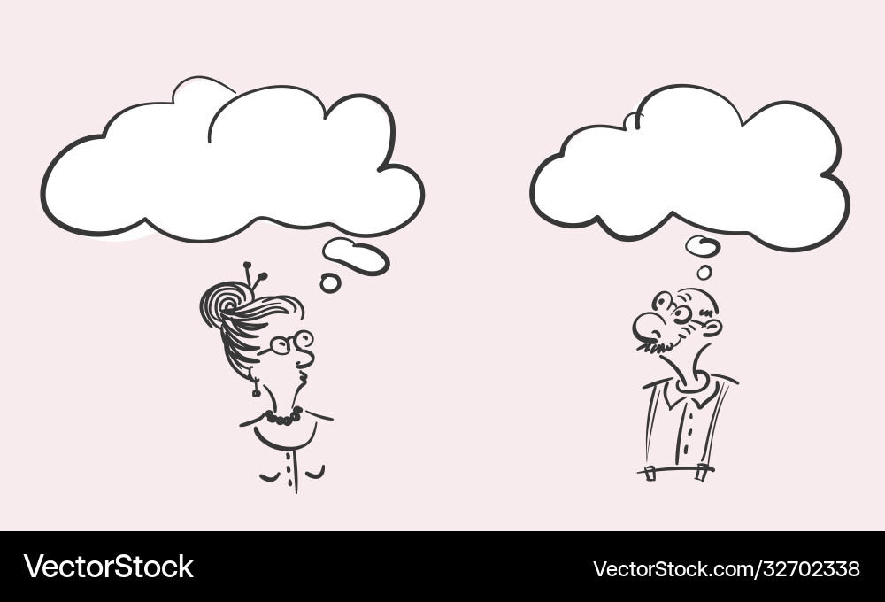 Cartoon happy old man and thoughtful elderly Cartoon happy old man and thoughtful elderly vector image