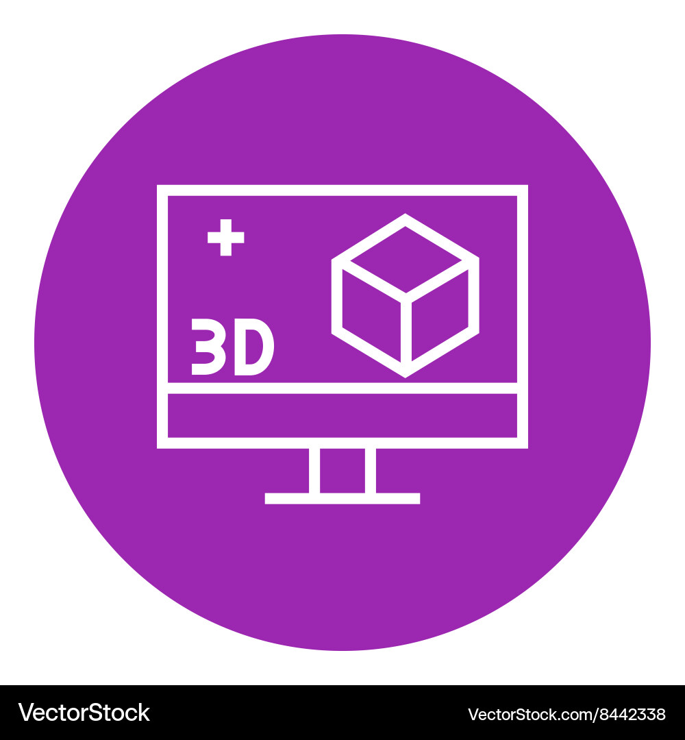 Computer monitor with 3d box line icon Vector Image