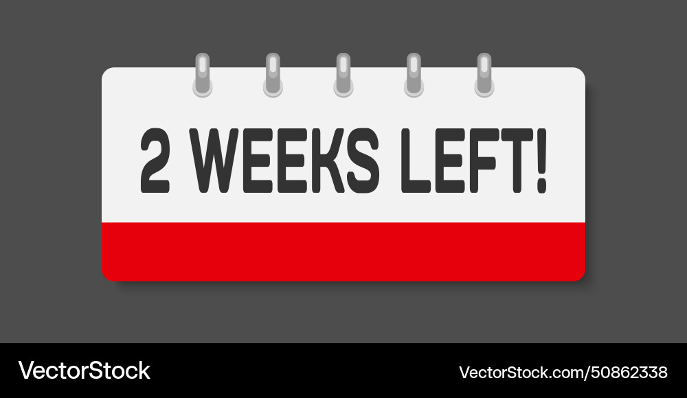 Countdown weekly calendar icon - two weeks left Vector Image