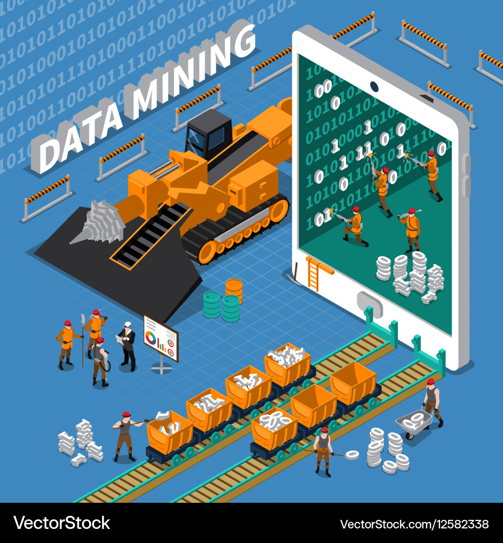 Data Mining Isometric Concept vector image