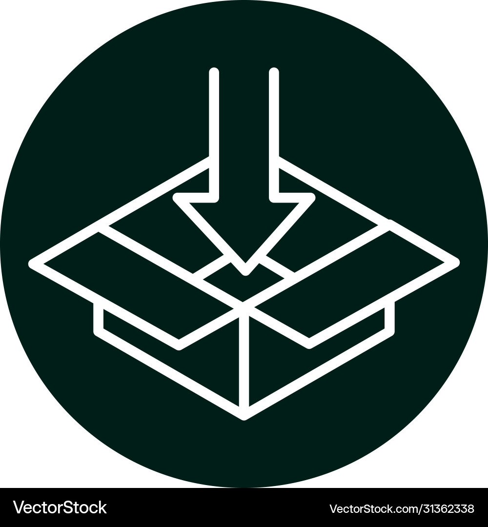 Delivery box with down arrow block and line style vector image