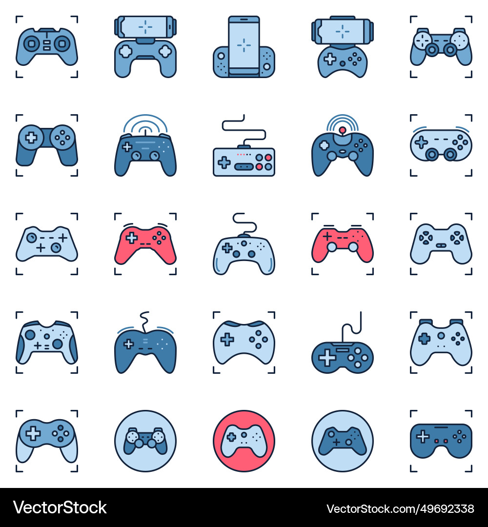 Gamepad colored icons set video game controller Gamepad colored icons set video game controller vector image