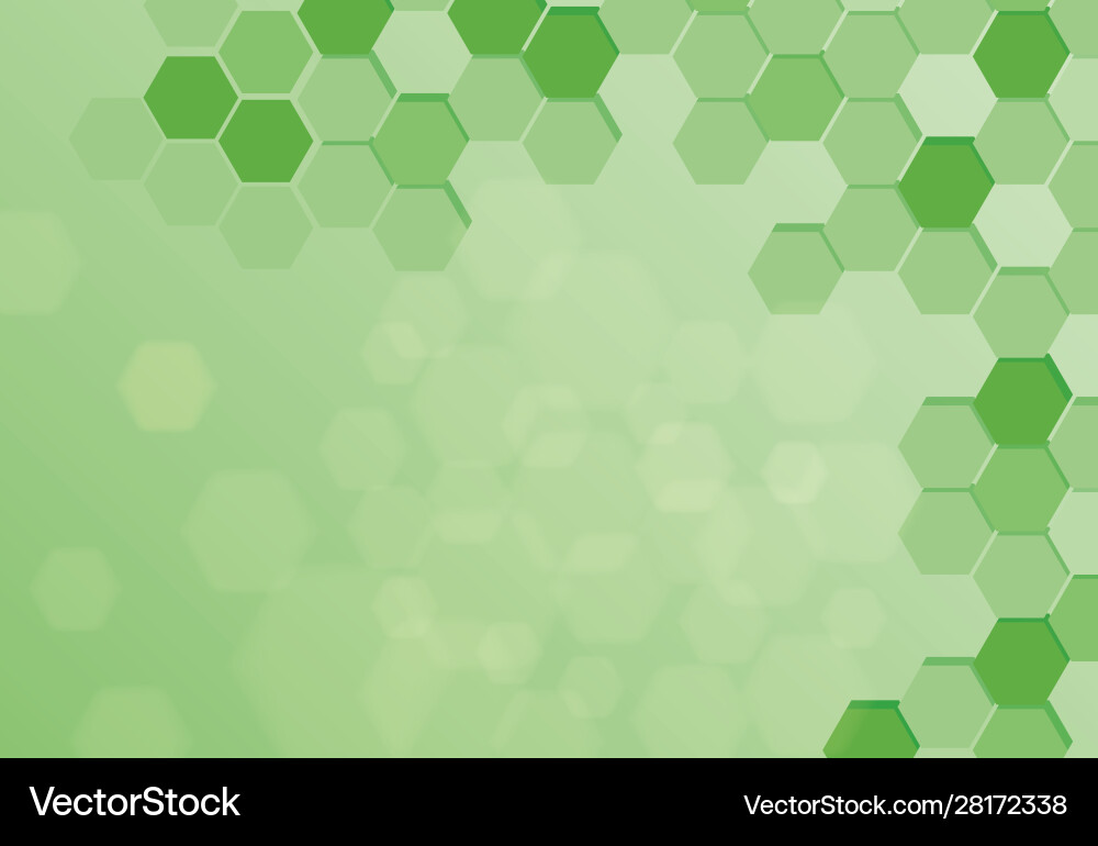 Green background template with hexagon patterns vector image