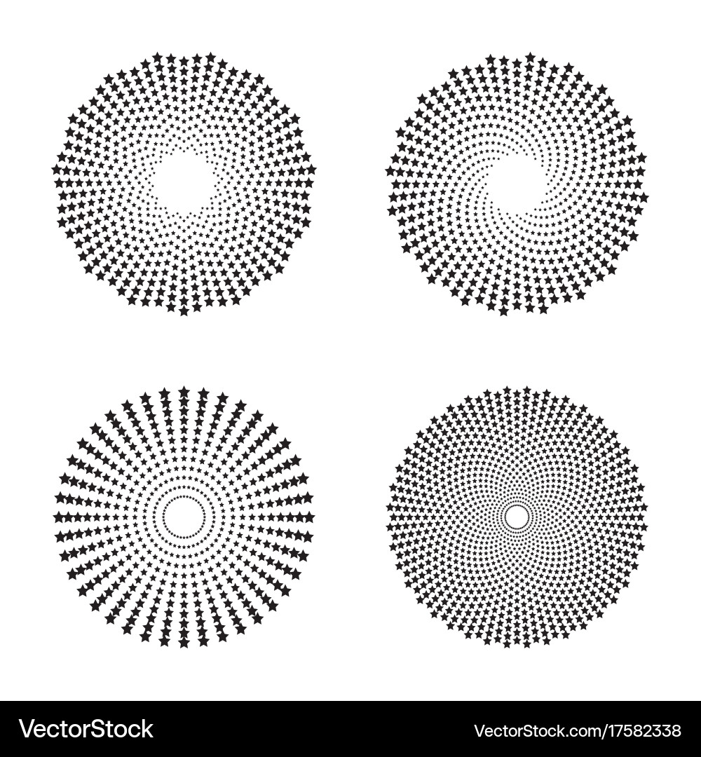 Halftone circles of stars twisted spirals Vector Image
