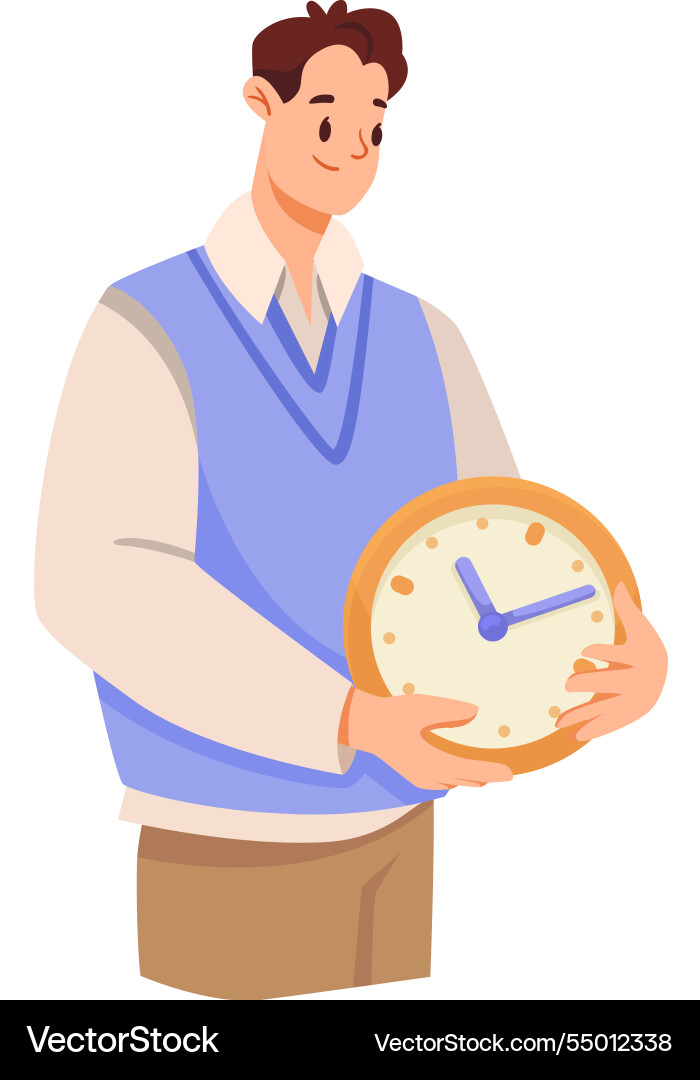 Man and time management with clock dial Vector Image