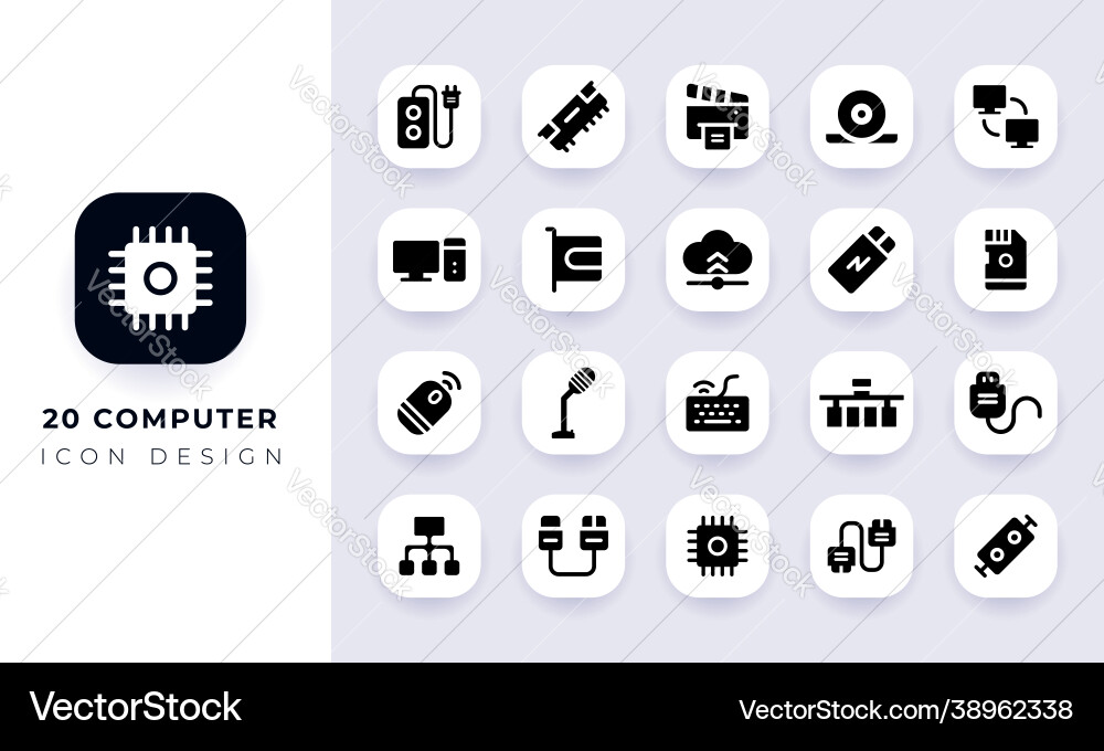 Minimal flat computer icon pack Minimal flat computer icon pack Vector Image