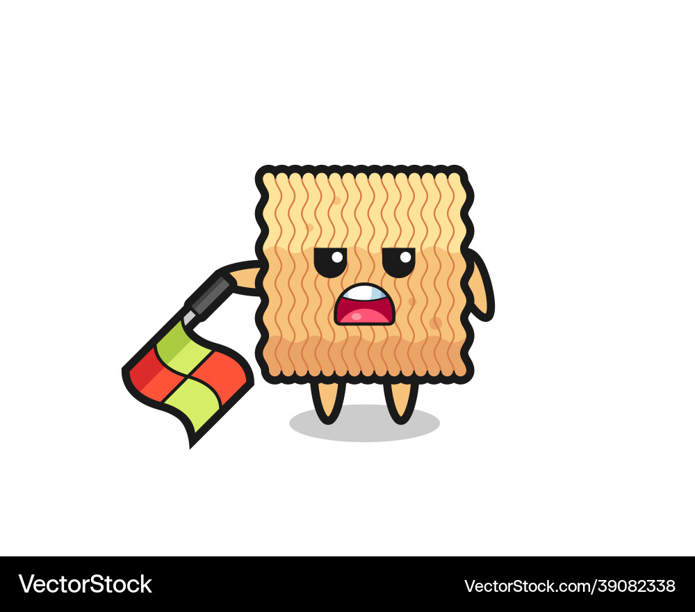 Raw instant noodle character as line judge hold Raw instant noodle character as line judge hold vector image
