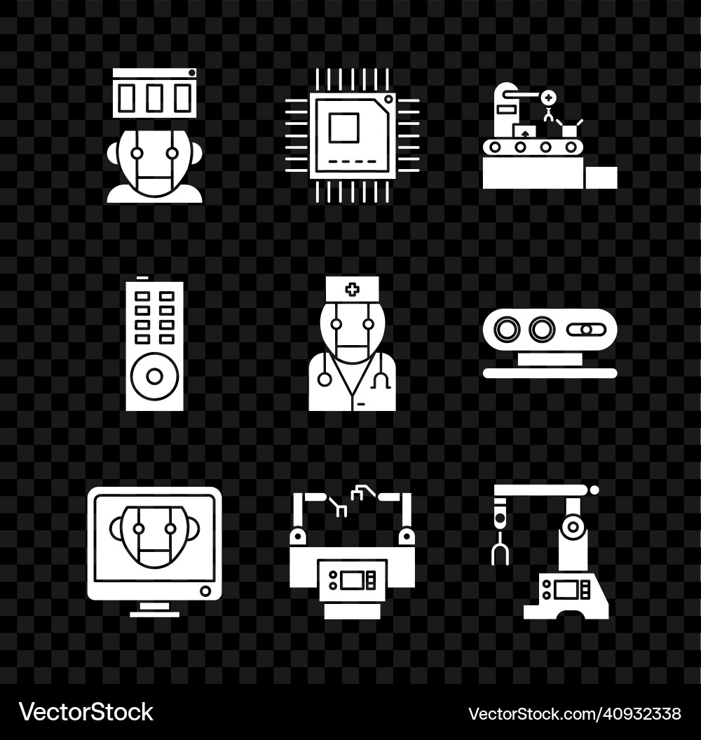 Set robot processor with microcircuits cpu Set robot processor with microcircuits cpu vector image