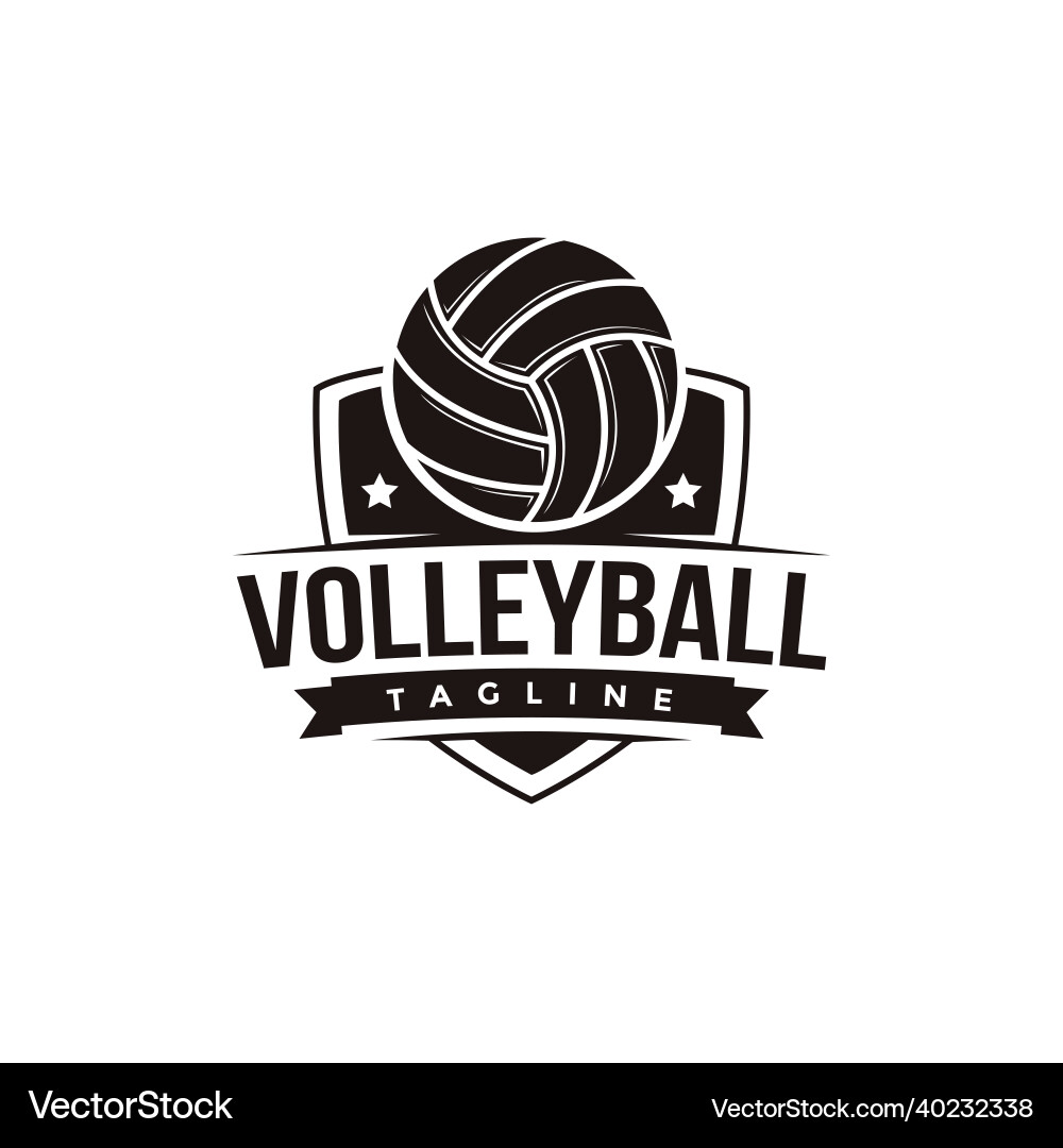 Vintage volley club tournament volleyball logo Vintage volley club tournament volleyball logo vector image