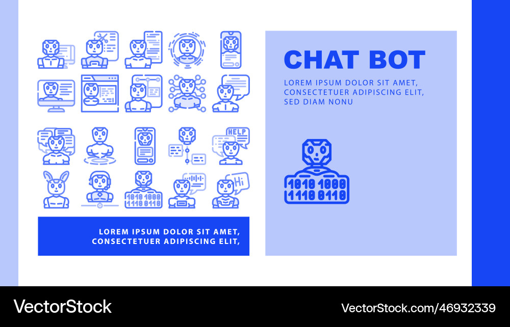 Chat bot robot service icons set Chat bot robot service icons set vector image