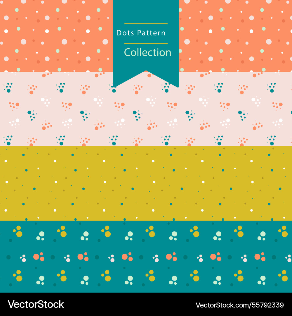 Colorful pack of patterns with dots Vector Image