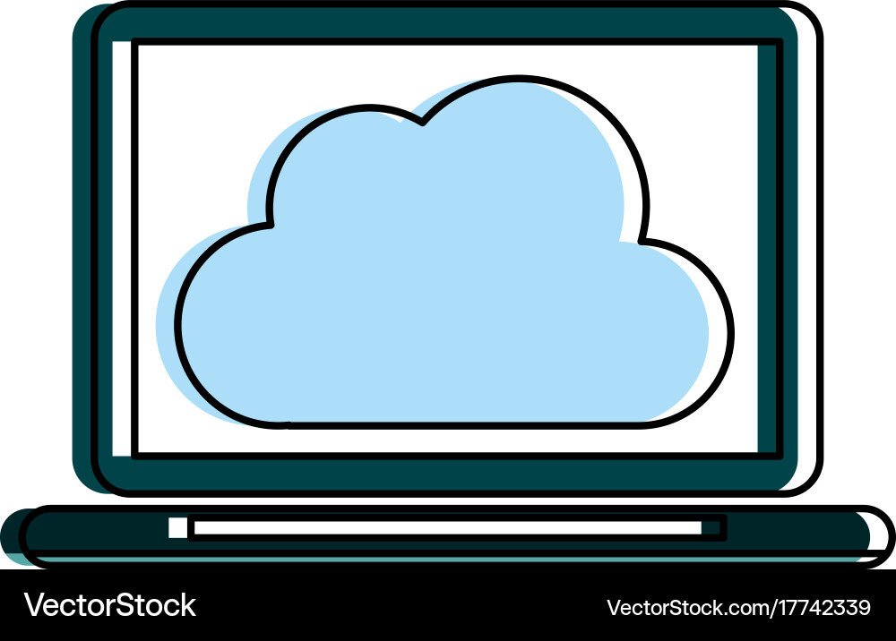 Computer with cloud storage icon image Vector Image