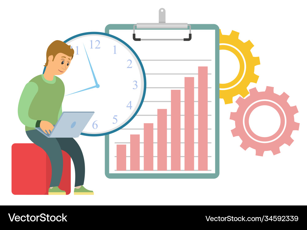 Developer with laptop coder computer deadline Developer with laptop coder computer deadline vector image