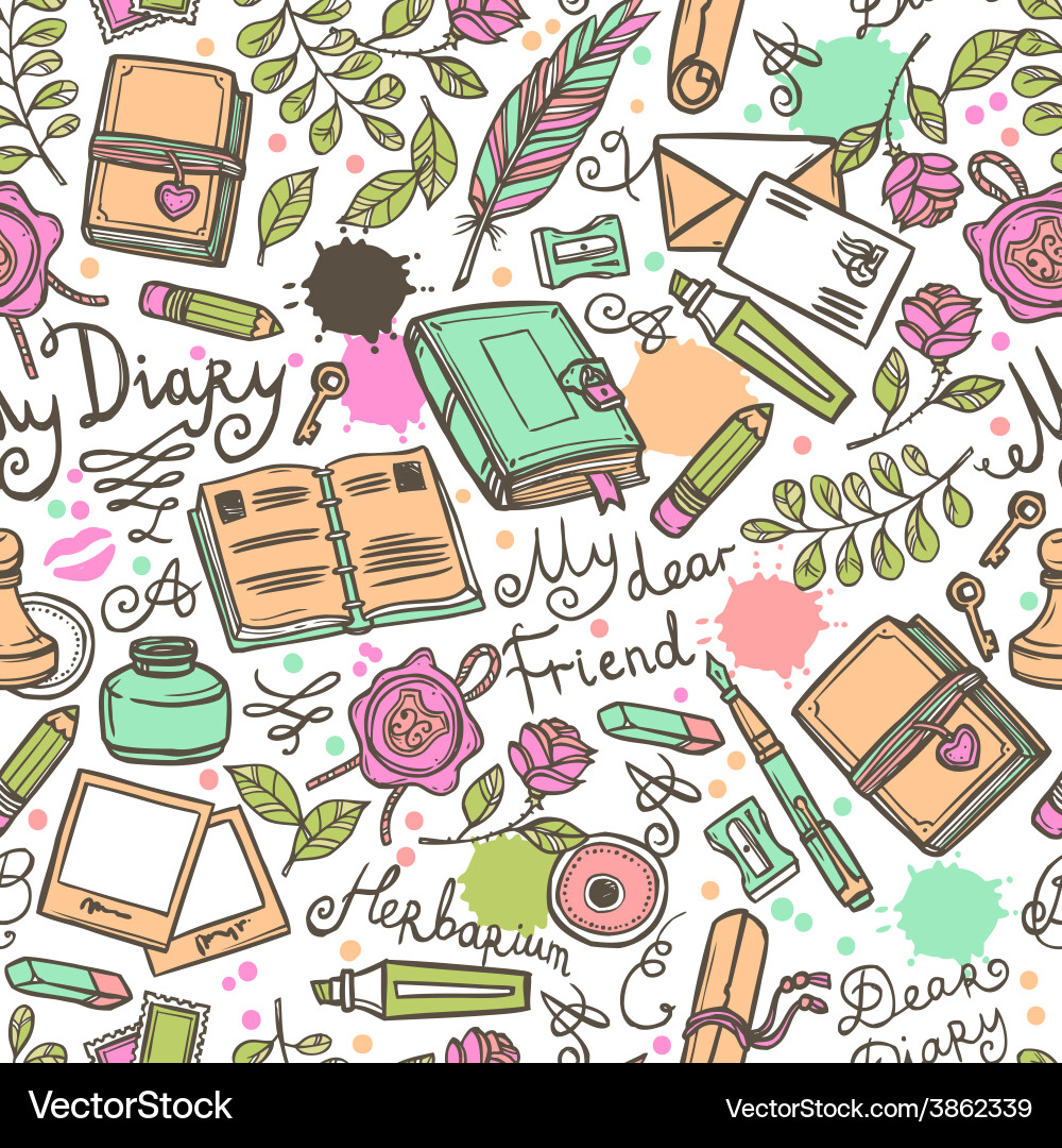 Diary seamless pattern Vector Image