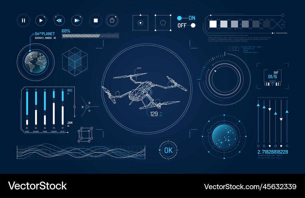 Drone Data & Location Icons vector image