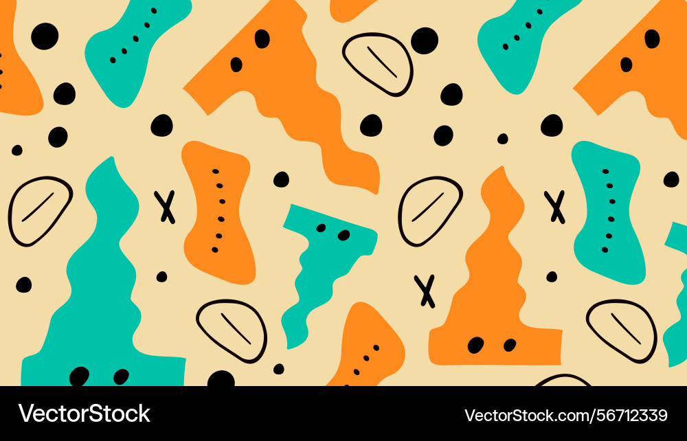Fun blob shapes with doodles background Fun blob shapes with doodles background vector image