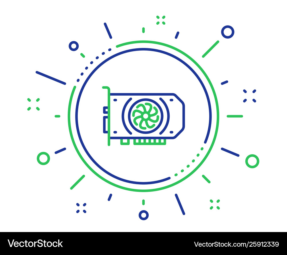Gpu graphic card line icon computer component vector image