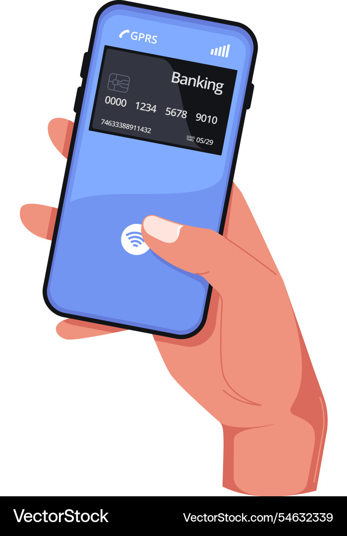 Hand using mobile banking app vector image