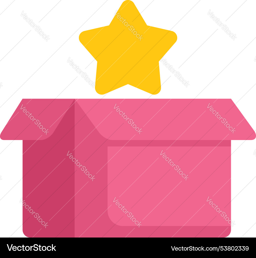 Open box with a star appearing from inside Open box with a star appearing from inside vector image