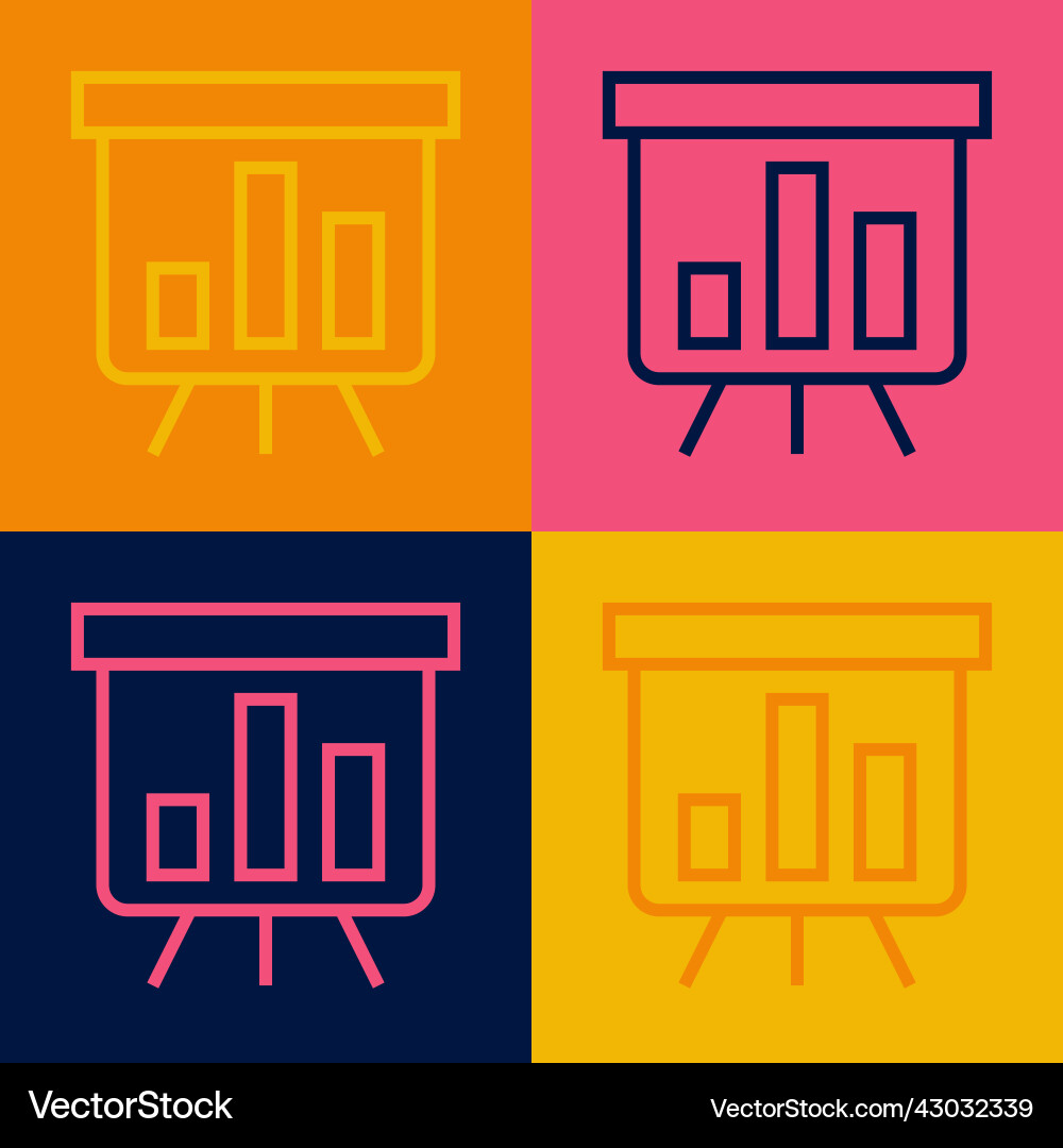 Pop art line board with graph chart icon isolated Pop art line board with graph chart icon isolated Vector Image